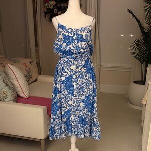 Vineyard Vines Blue and White Hibiscus Midi Dress